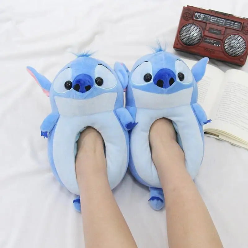 28CM Disney Lilo & Stitch Kawaii Cartoon Anime Series Stitch Plush Slippers Men Women Unisex Winter Indoor Shoes Baby Gift