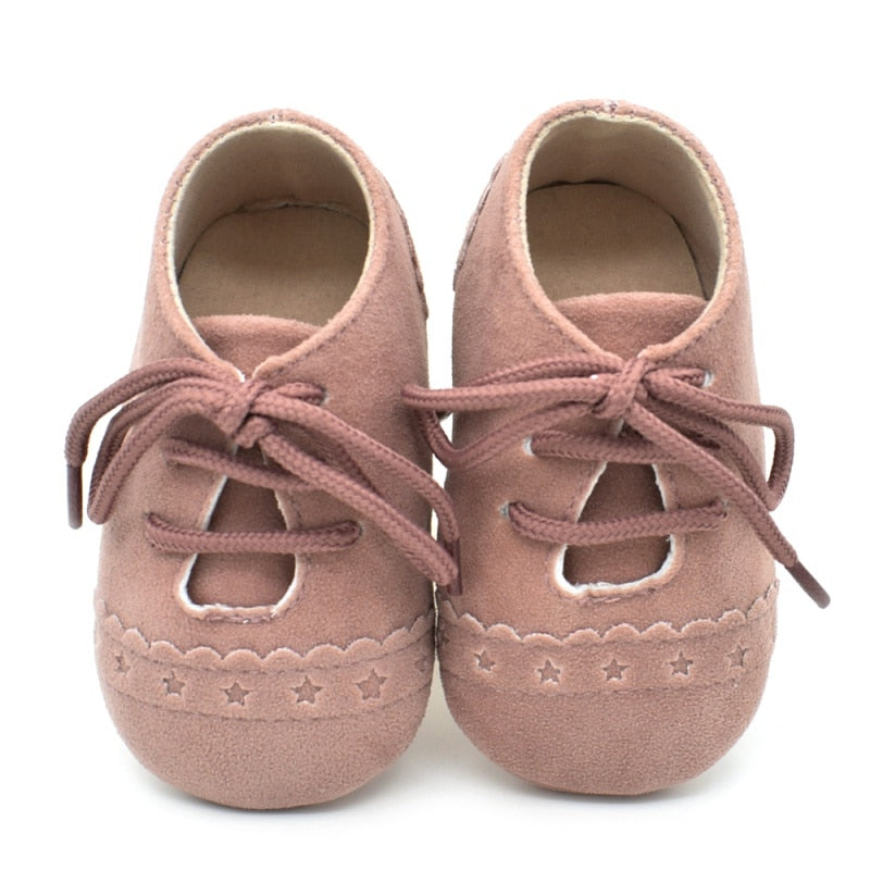 Baby Autumn PU First Walkers Anti-slip Lace Up Prewalkers Baby Girls Boys Solid Infant Shoes 0-18 Months